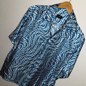 NEW! Fendi Blue Silk Button Shirt